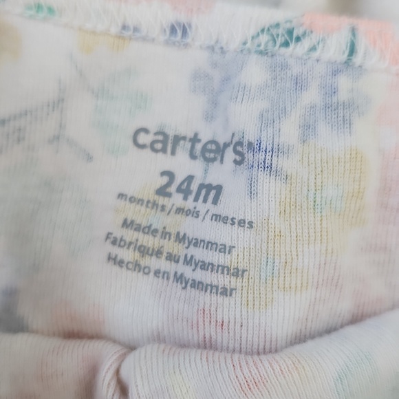 Carter's Pastel Floral & Light Pink Cotton Baby One-Piece Bodysuits - Picture 2 of 5